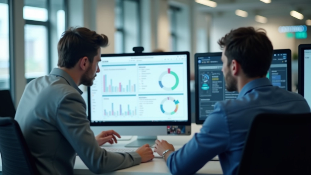 Team reviewing financial reports on a dashboard